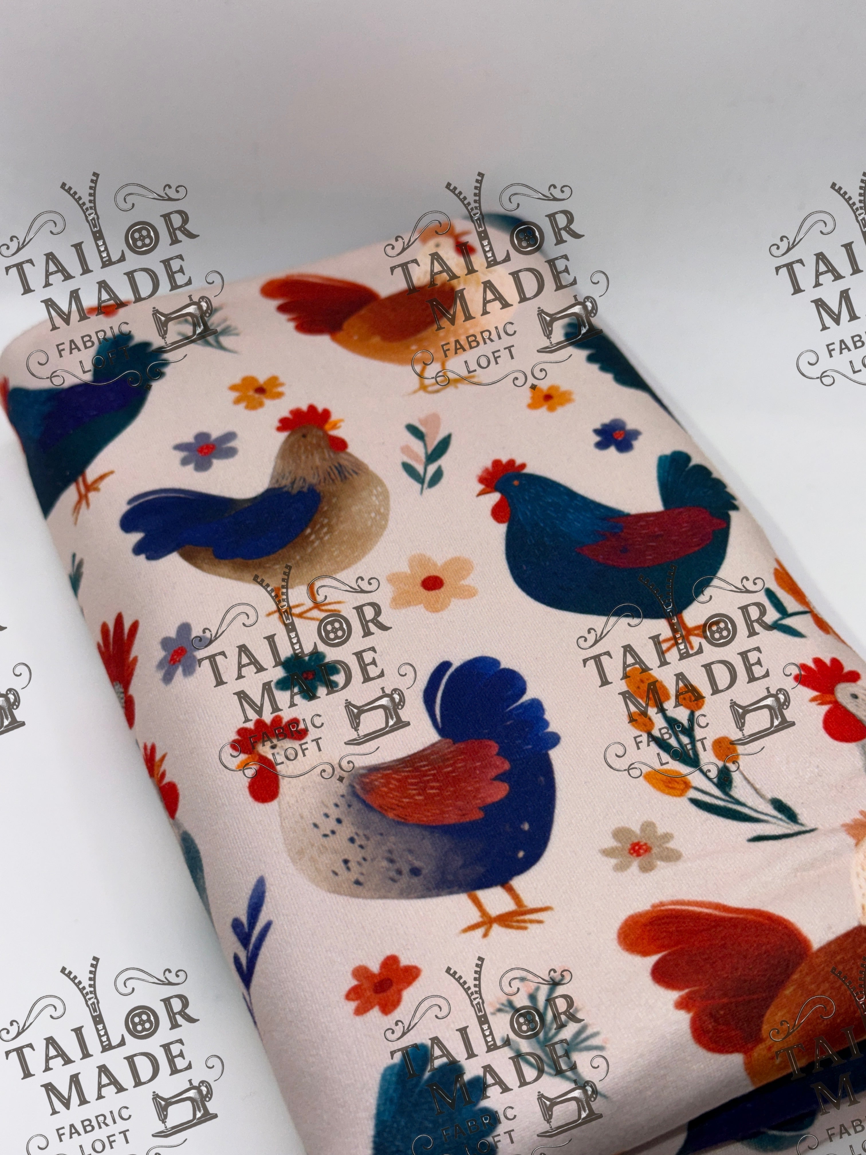 MISCF - BLUE ROOSTERS AND CHICKENS FLORAL