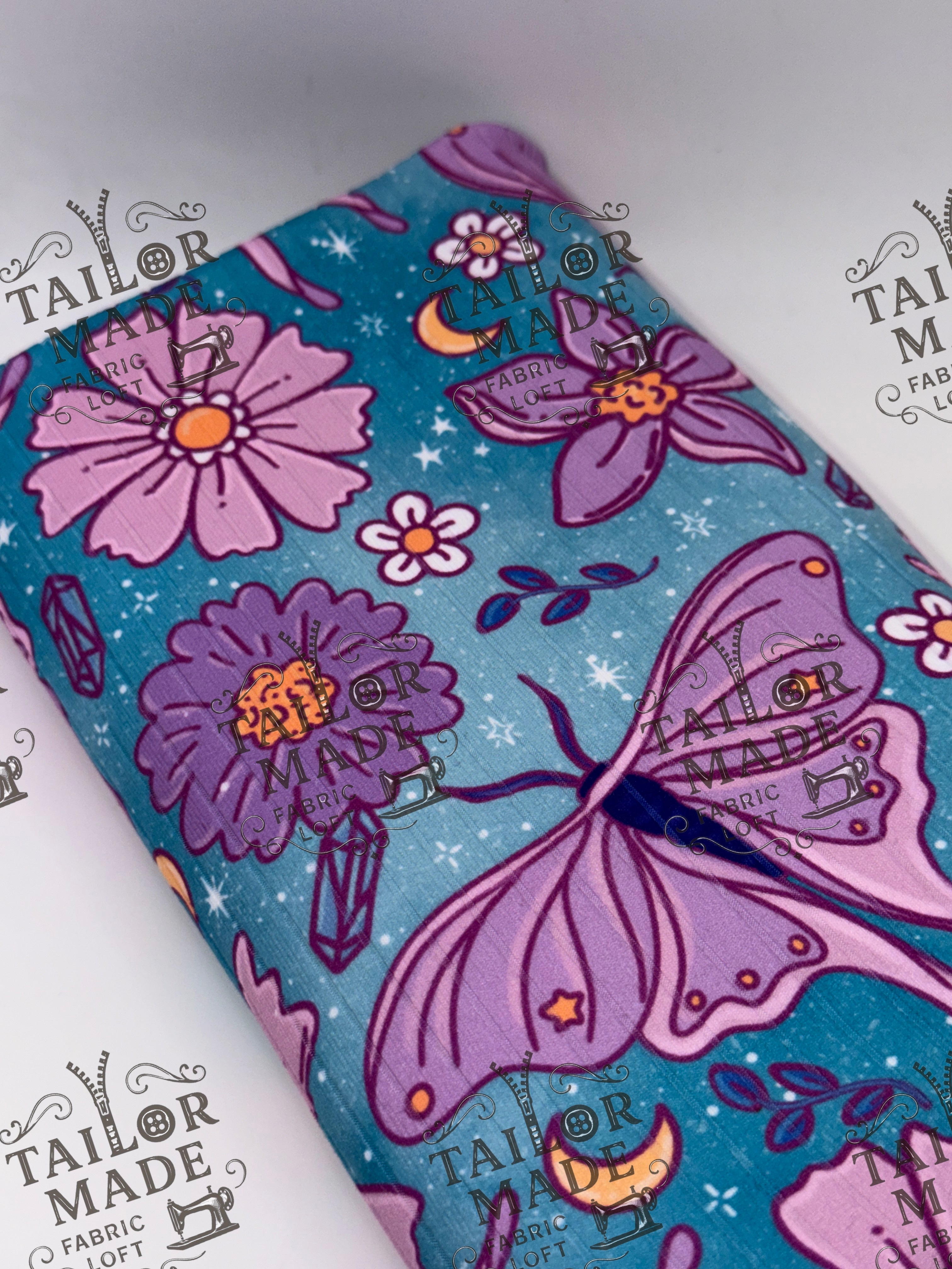 MISCF - PURPLE / TEAL FLORAL MOTH - RIB