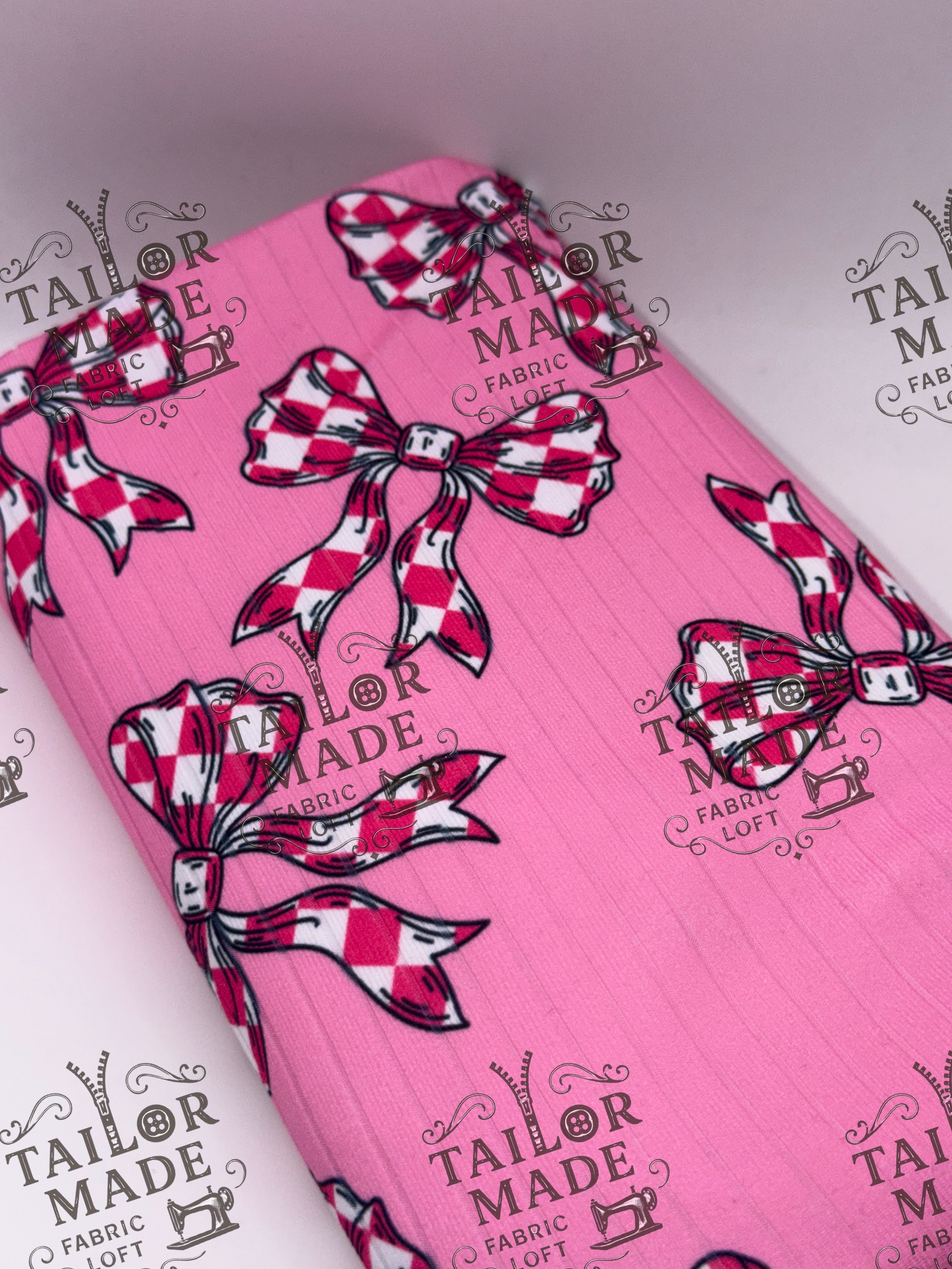 MISC - CHECKERED PINK BOWS - RIB