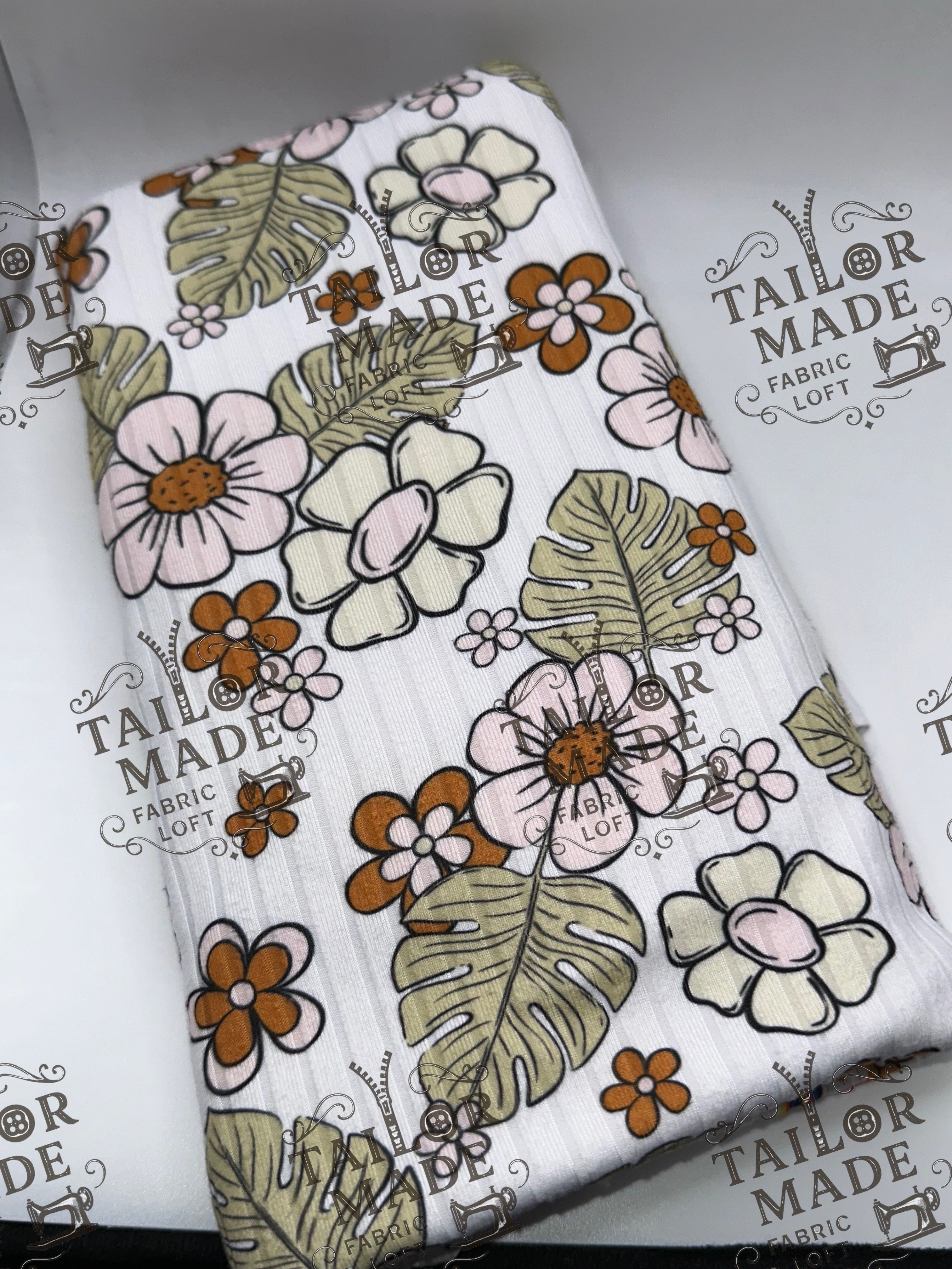 MISCF - BROWN FLORAL AND LEAF - RIB